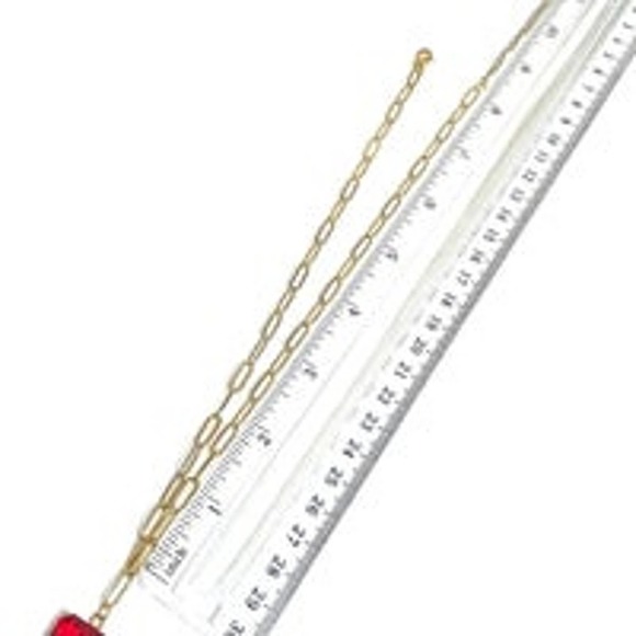 NEW Necklace Ruby Red Glass Drop Pendant Paperclip Chain Jewelry Trendy O26 - Picture 4 of 4